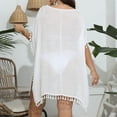 thumbnail image 5 of fatyb Plus Size Swim Cover up Womens Short Sleeve Beach Wear Bikini Coverup V Neck Bathing Suit, 5 of 7