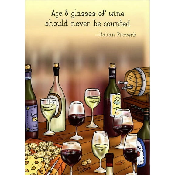 Oatmeal Studios Wine And Cheese Funny Birthday Card