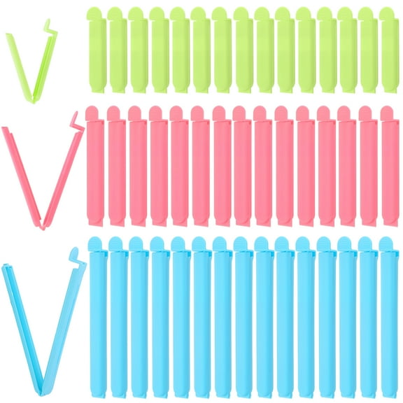 Topekada 48 Pcs Plastic Chip Clips for Food Packages, Thickened Snack Bag Sealing Clip, 3 Sizes Moistureproof Food Bag Clips for Food Storage Kitchen Home (6.29in x 16, 4.33in x 16, 2.75in x 16)