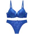 thumbnail image 2 of DPTALR Women Sexy Lace Solid Underwear Pajamas Embroidered Ladies Steel Rings Intimates Set, 2 of 3