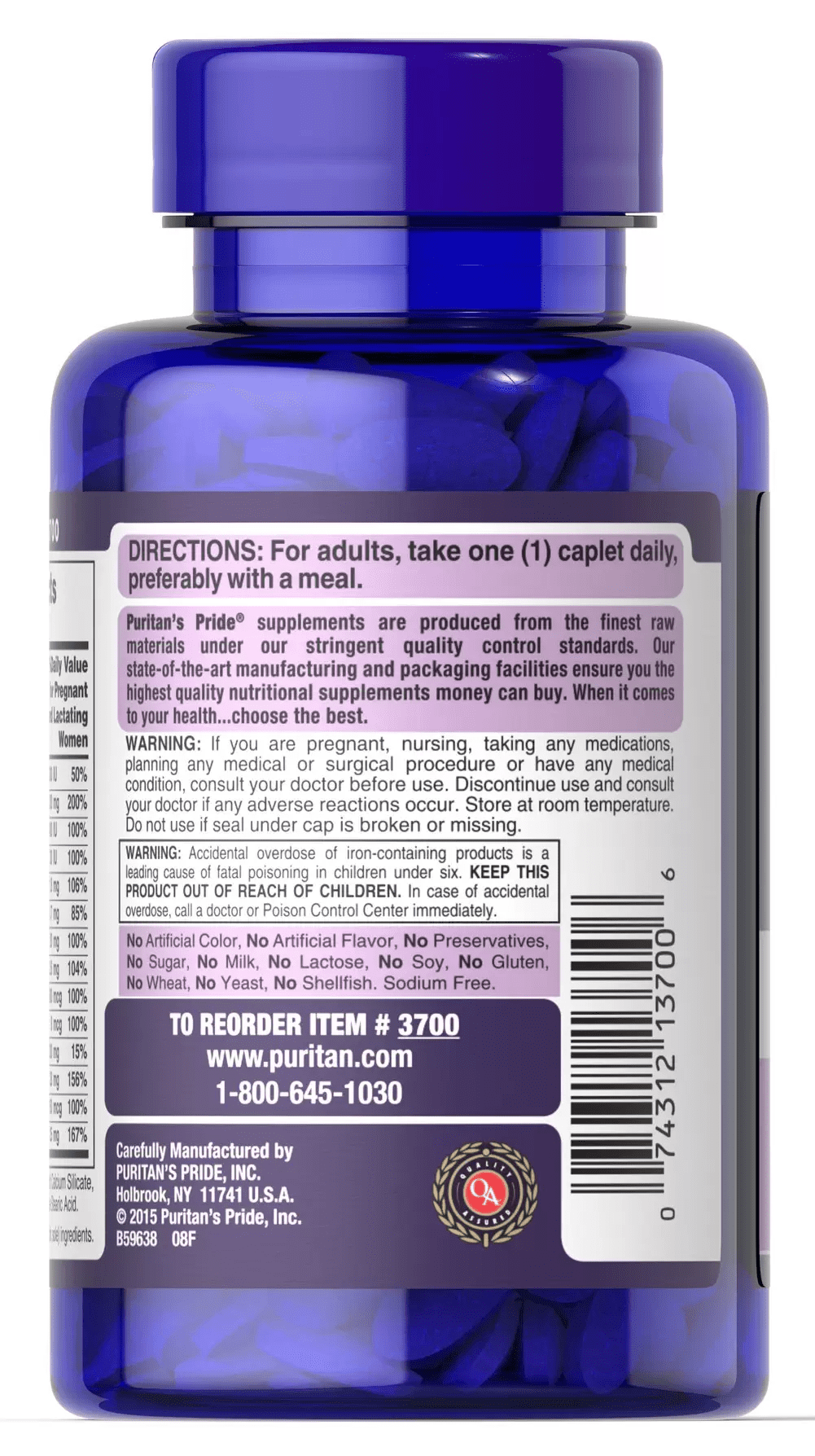 Buy Puritan's Pride Prenatal Vitamins 100 Tablets (2 PACK) Online at