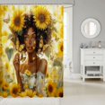 thumbnail image 2 of Black Shower Curtain Afro Princess Themed Bath Curtain Afro-American Bathroom Decor Rustic Farm Sunflowers Butterfly Waterproof Curtain,72" W x 84" L, 2 of 5