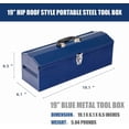 thumbnail image 2 of 19" Portable Toolbox Blue Parts Management Tools Storage Box, 19.1" L x 6.1" W x 6.5" H, Portable Hip Roof Design for Car, Truck, Tractor & Home Use, 2 of 9