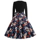 thumbnail image 3 of Vestido retro de fiesta de graduación con cuello redondo de noche de manga larga con estampado retro para mujer Pompotops hdfakjf370, 3 of 5