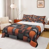 Castle Fairy Vintage Geometric Checkered Full Size Sheets,Retro Plaid Grid Bed Sheets