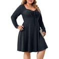 thumbnail image 2 of Vestido Casual de Mujer de Talla Grande con Cuello Cuadrado, Larga y Canalé. Gris Oscuro XL, 2 of 9