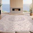 thumbnail image 2 of Design&I 2'x3' Washable Accent Rug Pet Friendly & Non-Slip Built-In Grip Purple Boho Abstract Watercolor Scroll Vintage Trellis Distressed for Kitchen, Station, 2 of 7