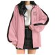 thumbnail image 1 of Puntoco mujeres Casual manga larga bolsillo suelto estampado cremallera medio y largo tops sudaderas con capucha blusa de mujer Puntoco Puntoco-563, 1 of 6