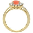 thumbnail image 2 of 14K Yellow Gold Natural Coral Floral Halo Ring Oval 8x6mm Diamond Accents, size 5.5, 2 of 4