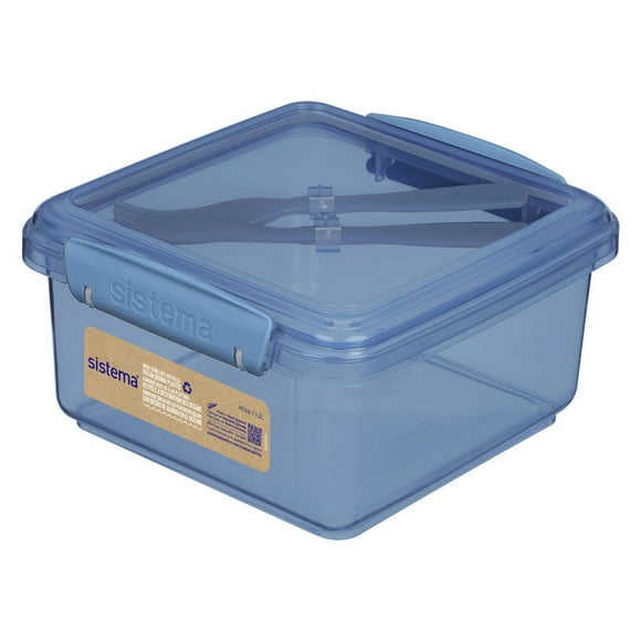 Sistema Ocean Bound Plastic Lunch Box Plus Cutlery, 1.2 L Food Storage Container, BPA-Free