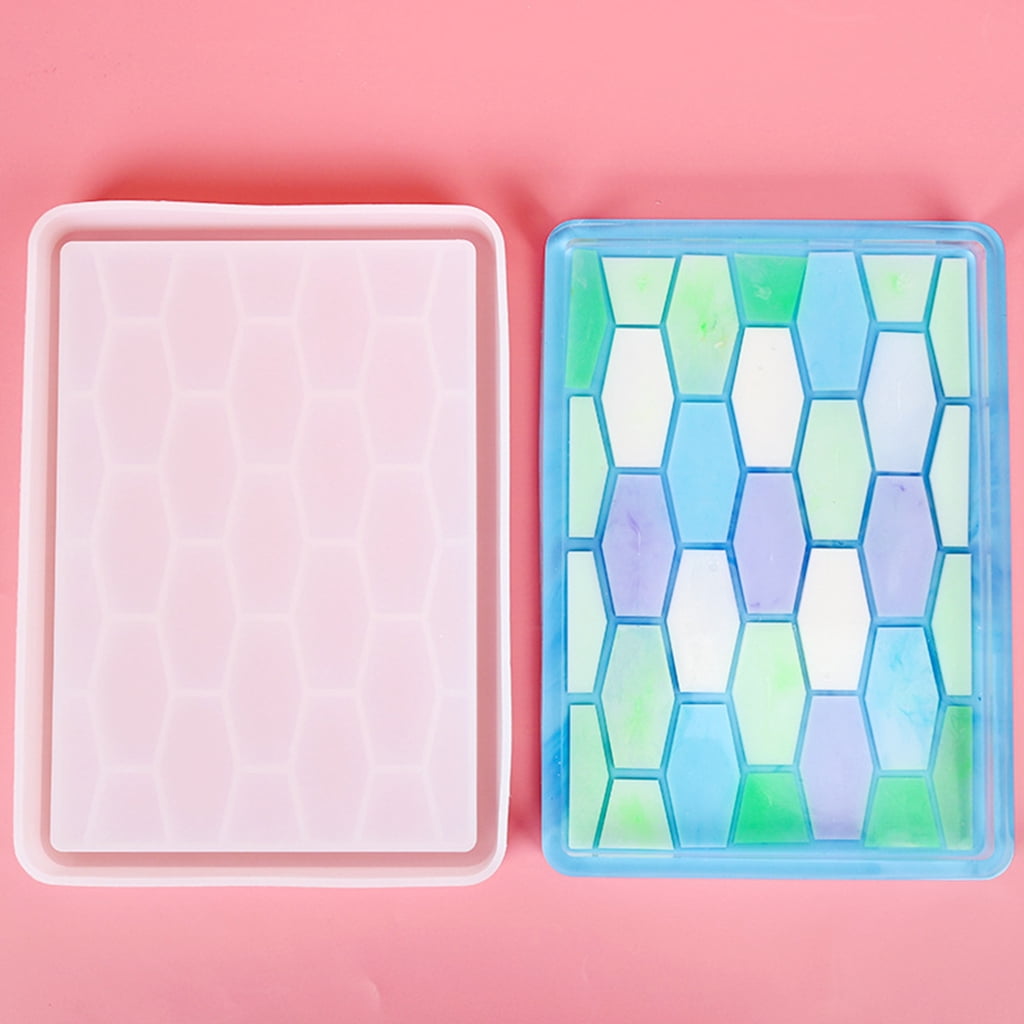 WINDLAND Honeycomb Rectangle Tray Epoxy Resin Mold Serving Board Fruit Snack Plate Silicone Mould DIY Crafts Jewelry Holder Mold