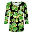 thumbnail image 3 of asddcavvf Blouse pour Femmes Chemise Raglan Imprimée pour la Saint-Patrick Manches 3/4, 3 of 4