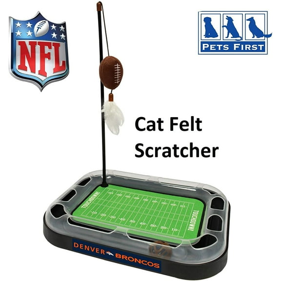 NFL Denver Broncos Cat Scratcher Toy with Catnip Plush & Feather Cat and Kitty Toy
