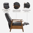 thumbnail image 5 of AFO Mid Century Modern Recliner Chair, Leather Push Back Armchair with Retractable Footrest, Solid Wood Legs, High Back Lounge Chair for Living Room, Black, 5 of 10