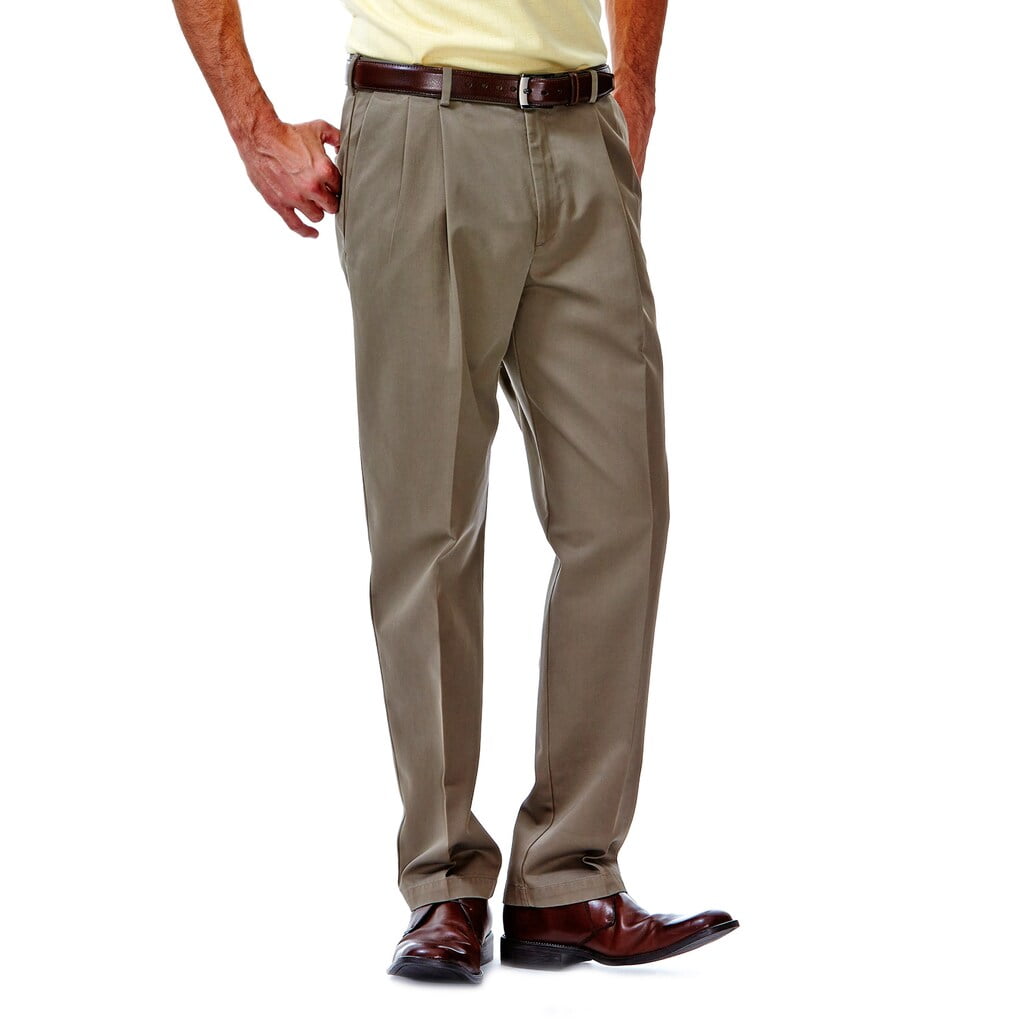 mens pleated pants with expandable waist