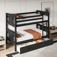 thumbnail image 3 of LAZZO Twin Over Twin Bunk Bed with 2 Storage Drawers, Convertible Wood Bunk Bed Frame with Ladder and Full-Length Guardrails, Black, 3 of 8