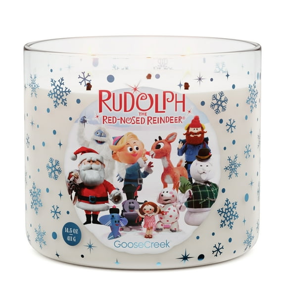 Goose Creek Rudolph 3-wick Holiday Mistletoe, North Pole Spruce, Holly Berries & Rustic Cedar Scented Jar Candle, 14.5oz