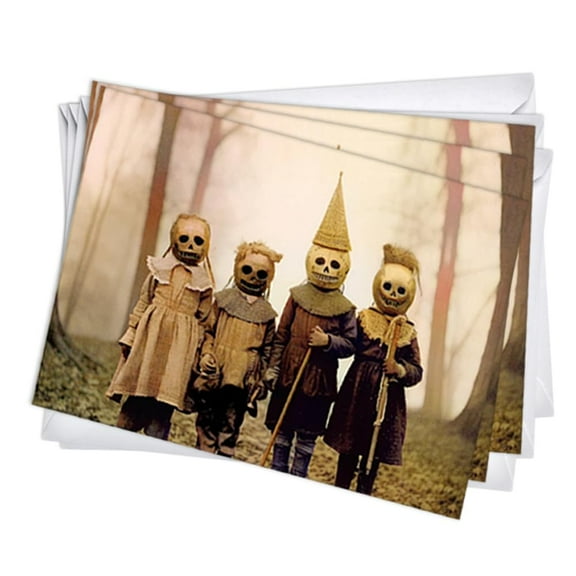 Creepy Trick-or-Treaters Vintage Retro Halloween Greeting Cards | 3 Pack Set (5x7)