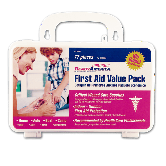 Ready America 77 Piece First Aid Kit Value Pack for Emergencies