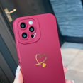 thumbnail image 5 of Compatible with iPhone 12 Pro Max Case 6.7", Slim Soft Silicone Cute Plated Heart Pattern Full Camera Protection Shockproof Phone Case for Women Girls (Wine Red), 5 of 7