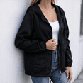 thumbnail image 6 of Lightweight Rain Jacket for Women Solid Hooded Waterproof Windbreaker Jacket Packable Outdoor Hiking Full Zip Casual Outerwear with Adjustable Hem, 6 of 8
