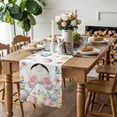 thumbnail image 3 of Easter Table Runner, Spring White Bunny Tail Colored Eggs Floral Leaf Cotton Linen Kitchen Table Decoration Washable Dining Tabletop Runners for Home Party Decor 13x60 Inches, 3 of 9