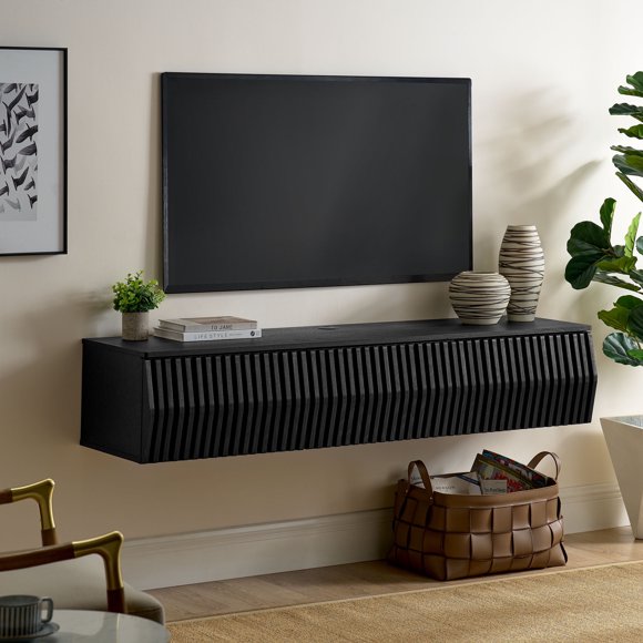 Modway Vaughn 64" Wall Mount TV Stand in Black