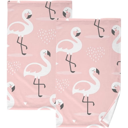Pink Flamingos Towels 2 Piece Cotton Hand Towels, Highly Absorbent Towels for Bathroom, Hotel, Gym and Spa 28 X 16 Inches
