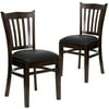 Flash Furniture 2 Pack HERCULES Series Vertical Slat Back Walnut Wood Restaurant Chair - Black Vinyl Seat