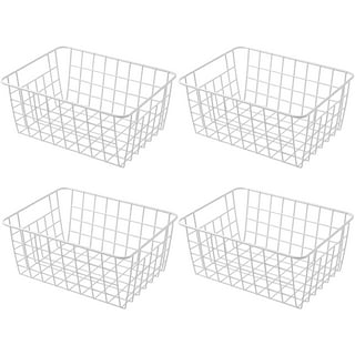 SANNO Freezer Baskets Farmhouse Organizer Wire Metal Storage Bins Large  Organizer Durable Metal Basket Pantry Organizer for Kitchen Cabinets,  Pantry, Freezer, Bathroom, Home-Set of 3-Platingk 