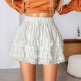 thumbnail image 2 of JIAYUE Women's Shorts Lace Solid Color Flowy Casual Summer With Ruffle Hem Comfortable Stretchy High Waist For Daily Wear Trendy Female Bottoms, 2 of 5