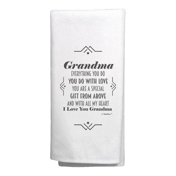 ThisWear Gifts for Grandma Grandma You Are A Special Gift From Above Poem Decorative Kitchen Towel White