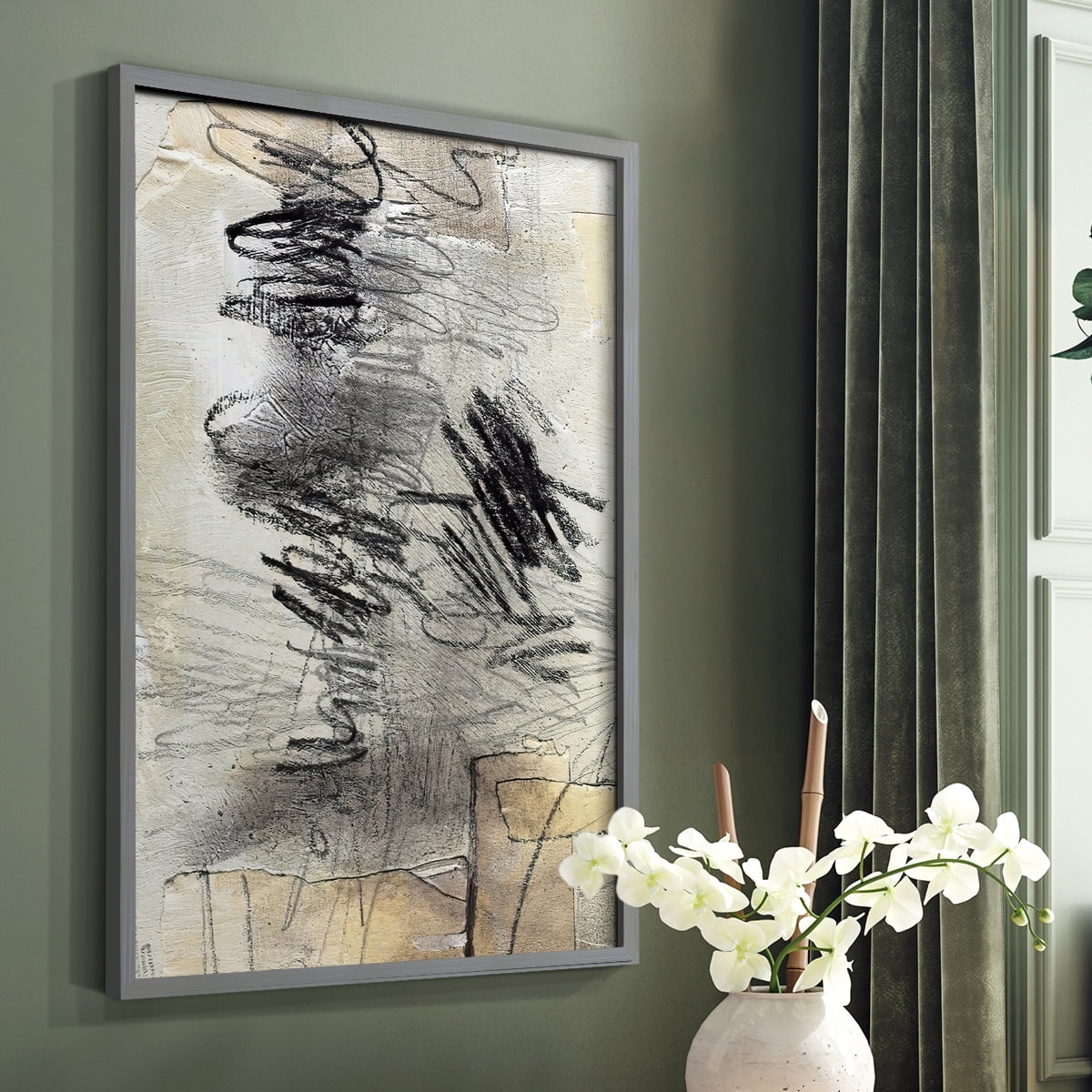 Masked Notes II Framed Print in Gray Solid Wood Framed Print No Nail Hanging