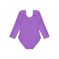 thumbnail image 4 of Xnihocha Kids Girls Fleece-Lined Long Sleeves Ballet Modern Dance Gymnastic Leotard Solid Color Purple 140, 4 of 7