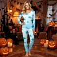 thumbnail image 2 of Matching Halloween Pajamas Set for Whole Family, Breathable Long Sleeve Halloween Family Pajamas with Ghost Pumpkin Print, Fun Family Halloween Pajama Set Party, 2 of 6