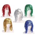 thumbnail image 1 of 5pcs Halloween Foil Wig Foil Tinsel Costume Wig Show Props Fluffy Funny Party Wigs Performance Props for Masquerade Carnival Cosplay (Assorted Color), 1 of 2
