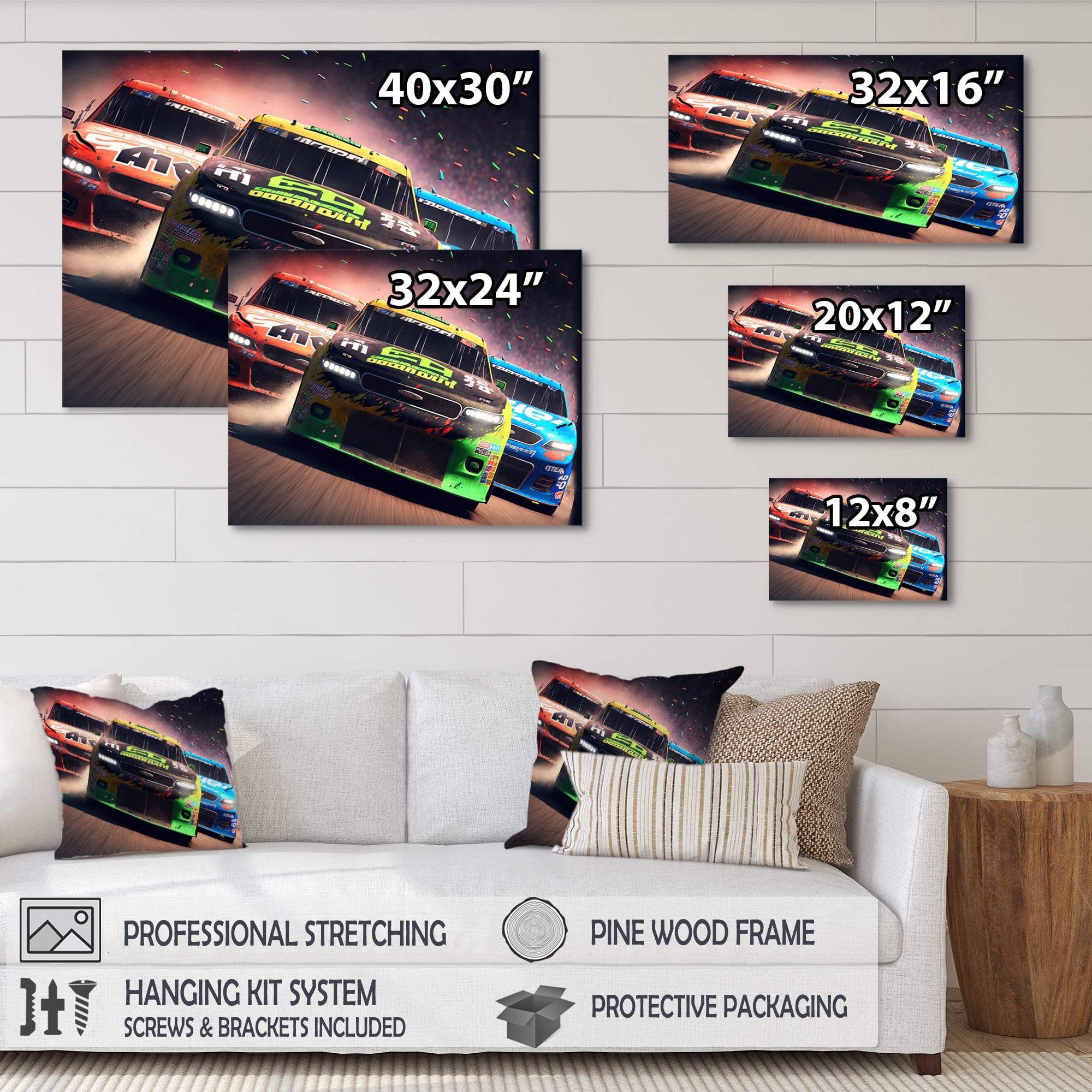 Designart American Stock Car Racing VI Canvas Wall Art