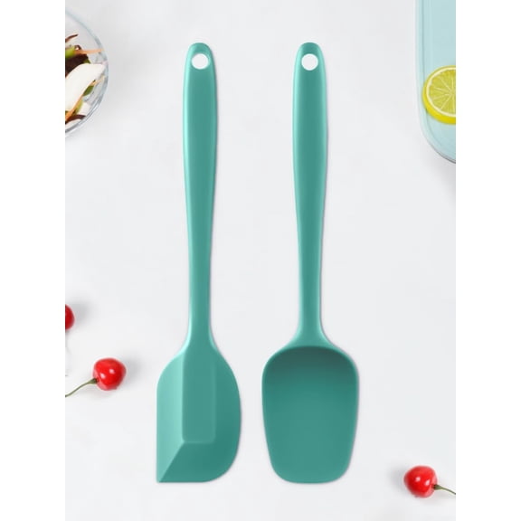 2-Pack Silicone Spatulas Set, 10-Inch High Heat Resistant Non-Stick Rubber Spatulas for Baking, Cooking, and Mixing – Dishwasher Safe (Turquoise)