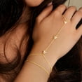 thumbnail image 3 of Turandoss Butterfly Hand Chain Bracelet for Women Dainty 14K-Gold-Plated Ring Bracelet Hand Chains Cubic Zirconia Finger Bracelets Ring Hands Chain Jewelry Gift for Women, 3 of 7