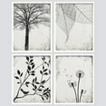 thumbnail image 2 of PixonSign Framed Posters Black & White Forest Tree Leaf Dandelion Prints, Set of 4 Country Farmhouse Plants Wall Décor, Adhesive Canvas Wall Art, Minimalism Home Artwork - 8"x10" White, 2 of 5