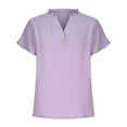 thumbnail image 6 of Fancifize Clearance Prime Day Women's Dressy Casual Blouses Business Work Tops Short Sleeve V Neck Henley T Shirts 2024 Summer Outfits, 6 of 6
