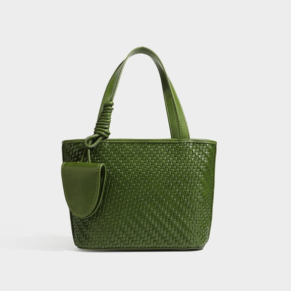 Alikpop Vintage Woven Mini Tote Handbag Adjustable Strap Crossbody Shoulder Bag For Women Emerald Green