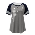 thumbnail image 4 of T-Shirt Femme Mode Décontractée Imprimé Col Rond Manches Courtes Chandail T-Shirt Femmes Gris m, 4 of 4
