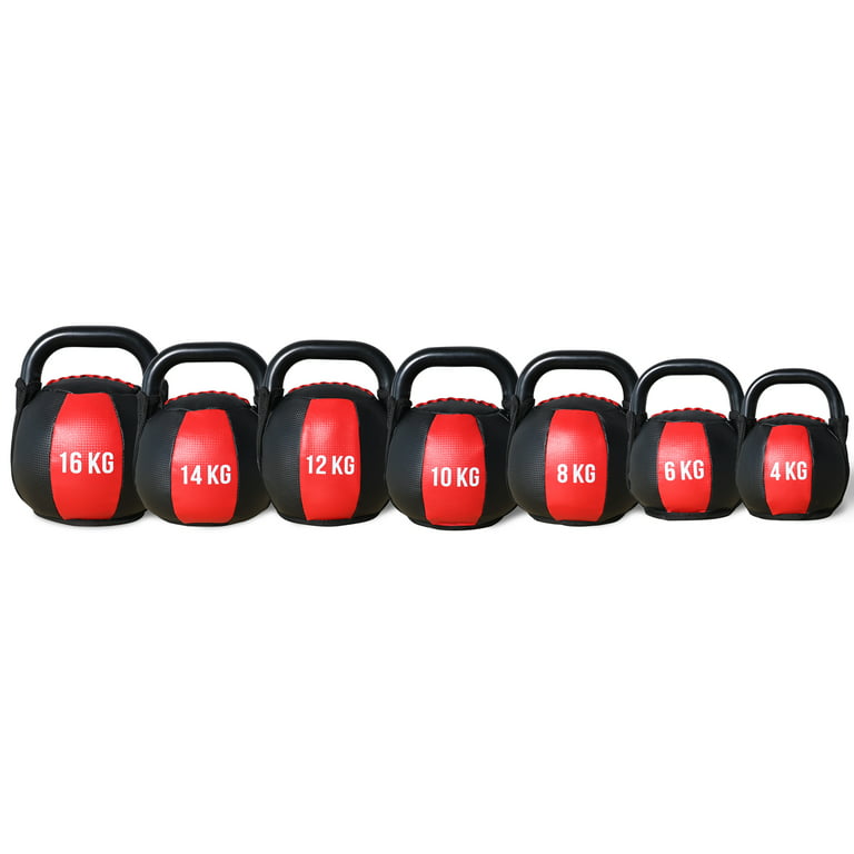 UFC Kettlebell 6kg, Red, Red Rubber Coated Iron with Flat Bottom