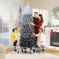 thumbnail image 4 of 6ft Snow Flocked Pencil Christmas Tree with Black Gradient, Slim Artificial Christmas Tree with Sturdy Metal Stand, Skinny Xmas Tree Holiday Decoration for Home, Office, White & Black Gradient, 4 of 8