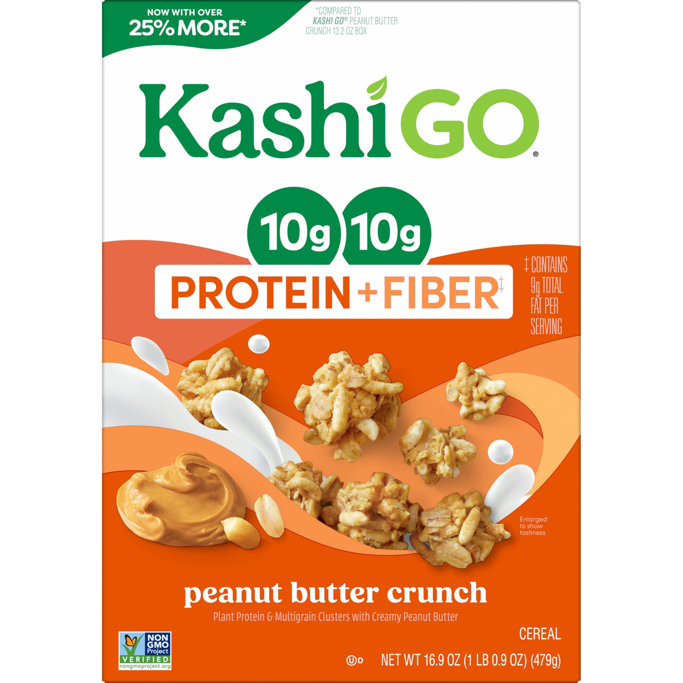 (10 pack) Kashi GO Peanut Butter Crunch Protein Cereal, 10g Protein, 16.9 oz