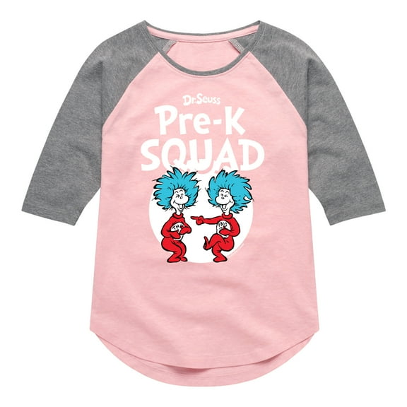 Dr. Seuss - Pre-K Squad - Toddler And Youth Girls Raglan Graphic T-Shirt
