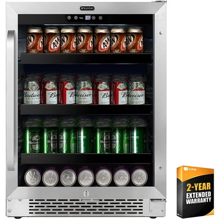 Whynter BBR-148SB Stainless Steel 24-inch Built-in 140 Can Undercounter Beverage Refrigerator Bundle with 2 YR CPS Enhanced Protection Pack