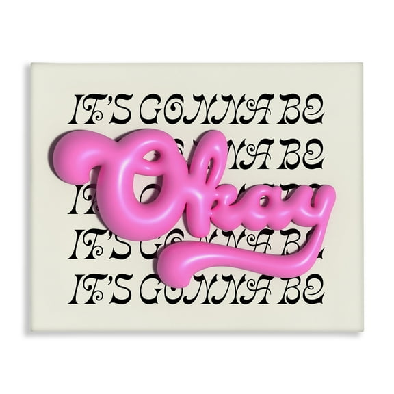 Stupell Industries Gonna Be Okay Typography Text & Numbers Painting Wrapped Canvas Art Print Wall Art, 20 x 16