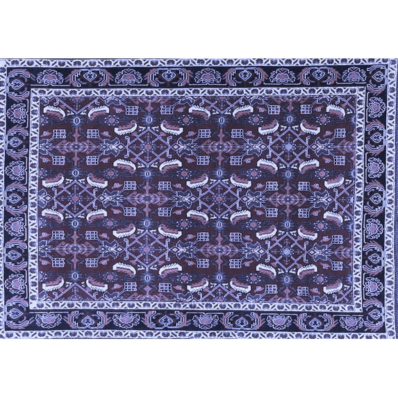 Ahgly Company Machine Washable Indoor Rectangle Persian Blue Traditional Area Rugs, 3' x 5'